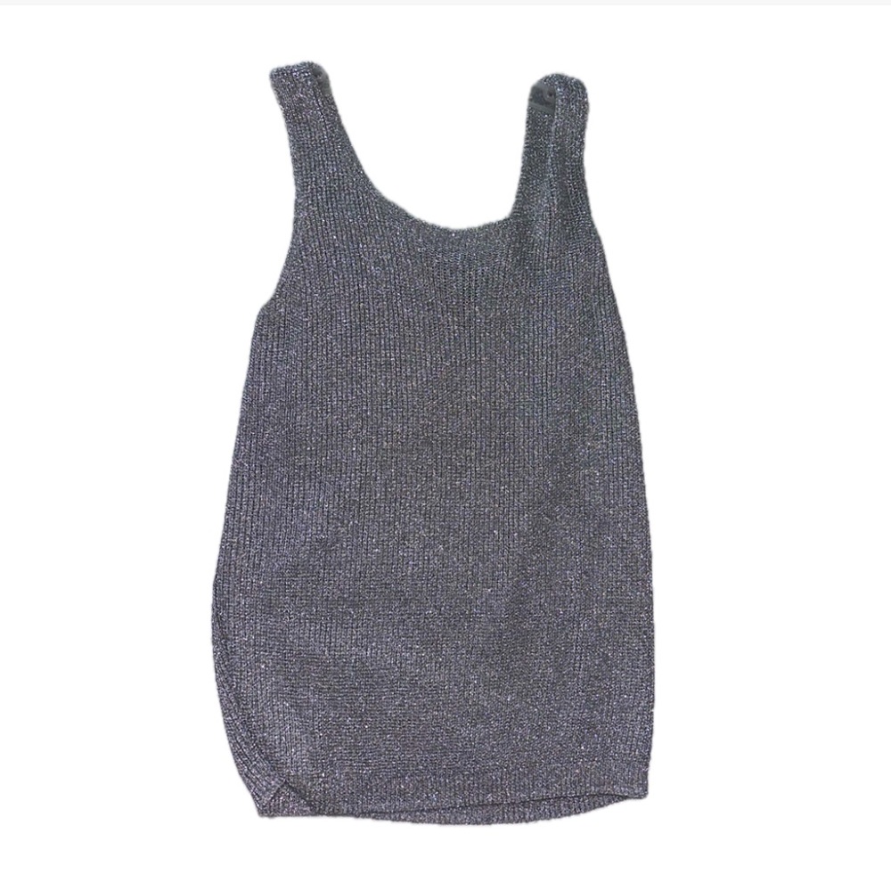 90’s Vintage Silver metallic stretchy mesh top